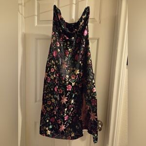 Lulu's Black and Pink Floral Midi Dress